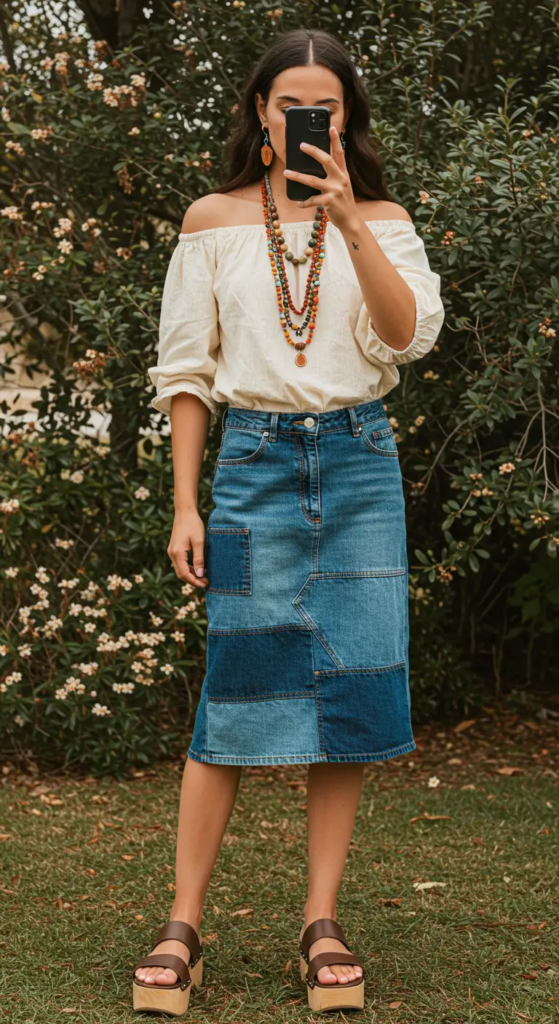 Peasant Top and Patchwork Denim
