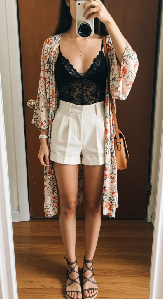 Sheer Overlay Dress and Metallic Accessories