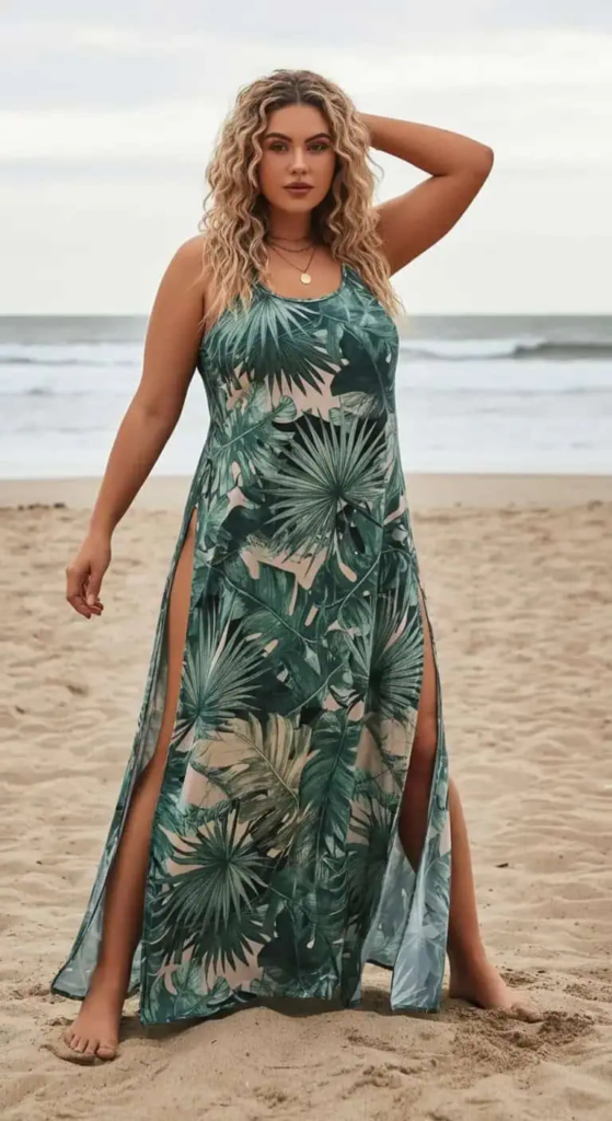 Printed Maxi Dress with Side Slits