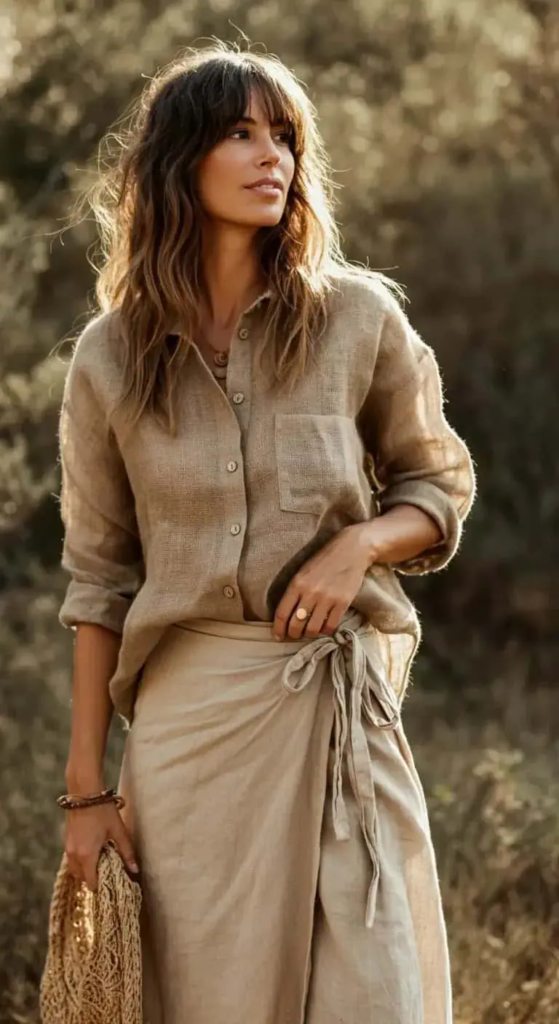 Jute Shirt with Wrap Skirt