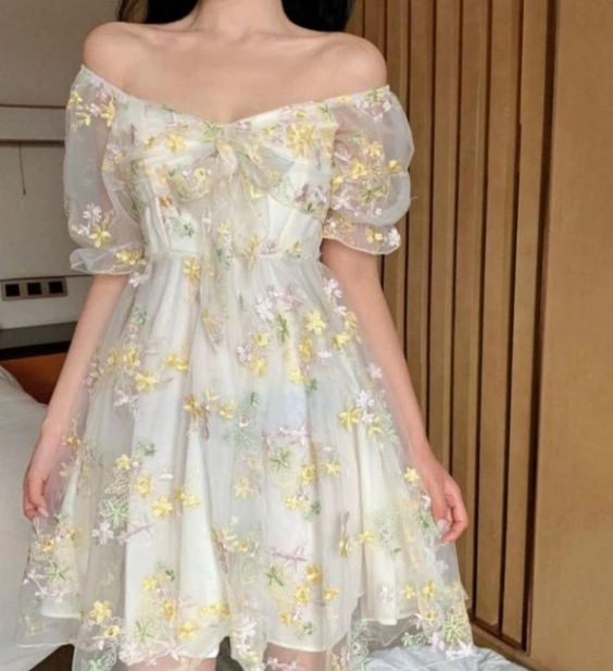 2. Ethereal Floral Off-Shoulder Dress