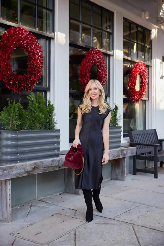 Sleek Black Midi with Festive Accents