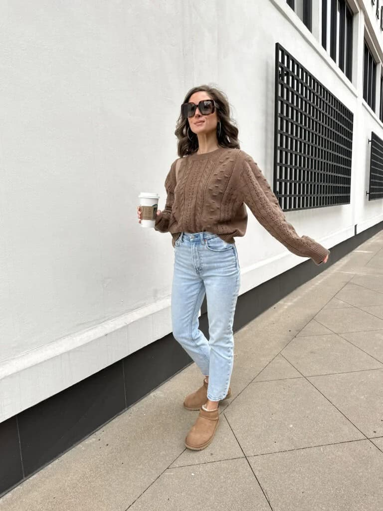 Cozy Knit and Light Denim Combo