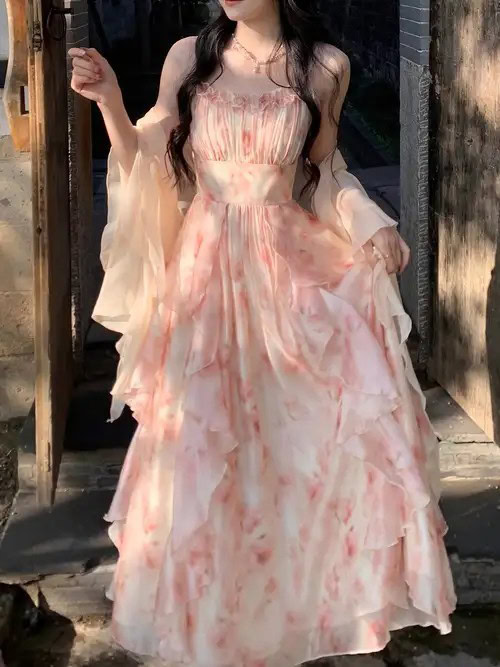 9. Ethereal Pink Floral Maxi Dress