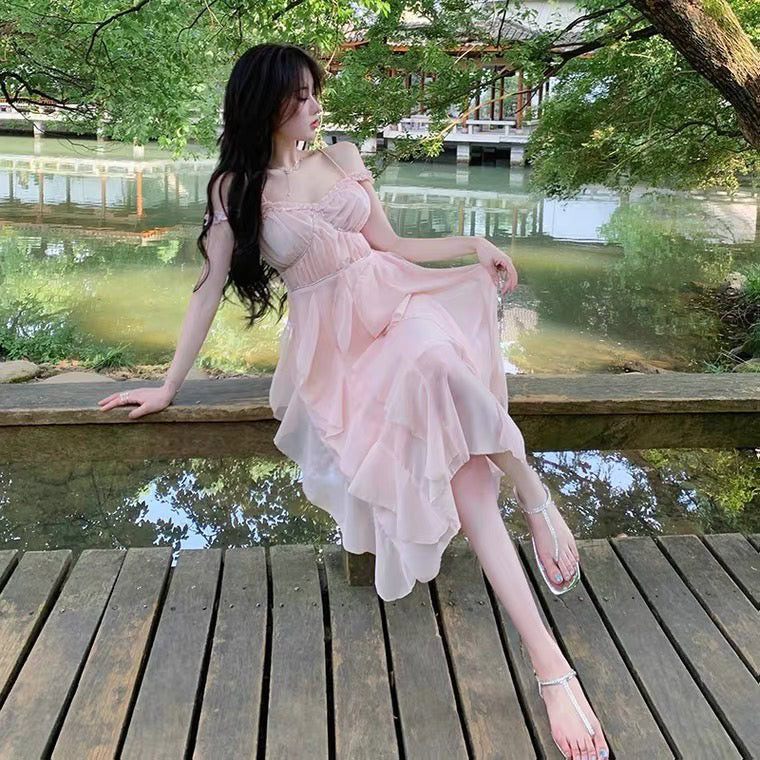 11. Ethereal Blush Chiffon Fairy Dress