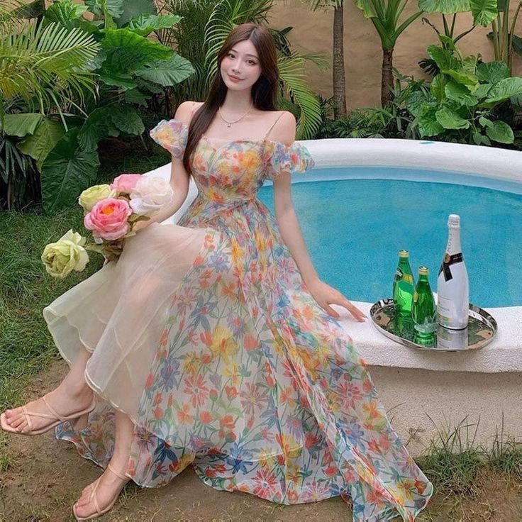 13. Floral Fairy Poolside Elegance