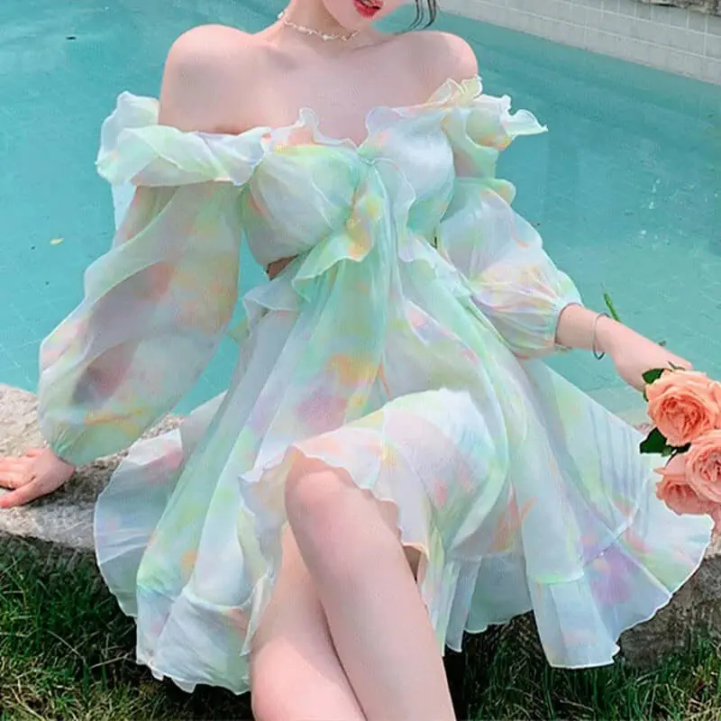 14. Ethereal Pastel Off-Shoulder Dress