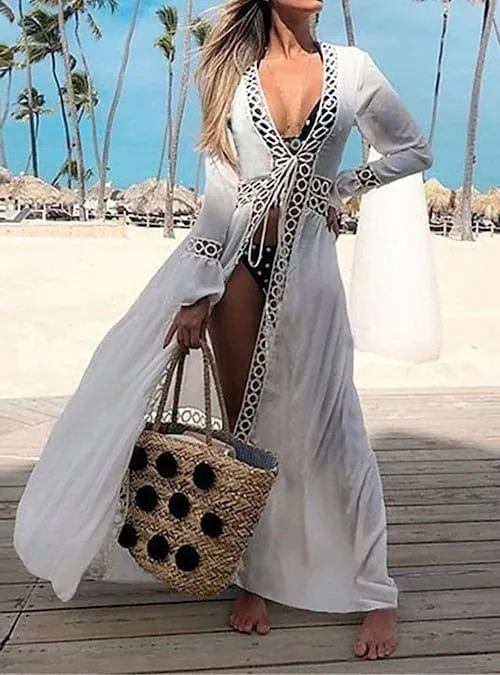 Ethereal White Crochet Beach Robe