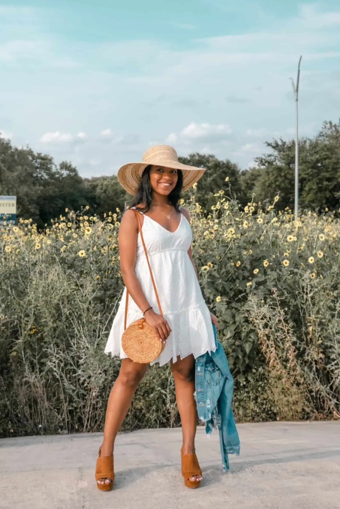 Breezy White Sundress And Straw Hat