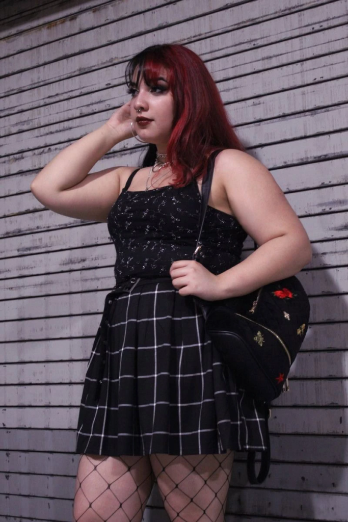 Plaid Skirt And Sparkly Top Combo