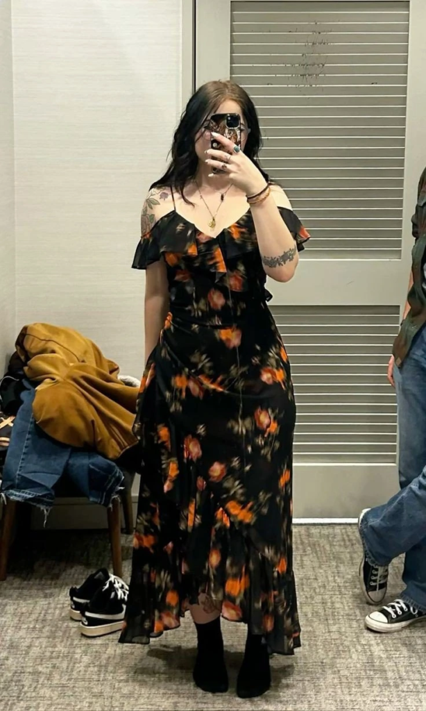 Floral Darkness In Flowing Maxi