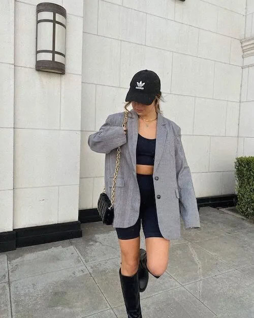 Oversized Blazer With Athletic Crop Top