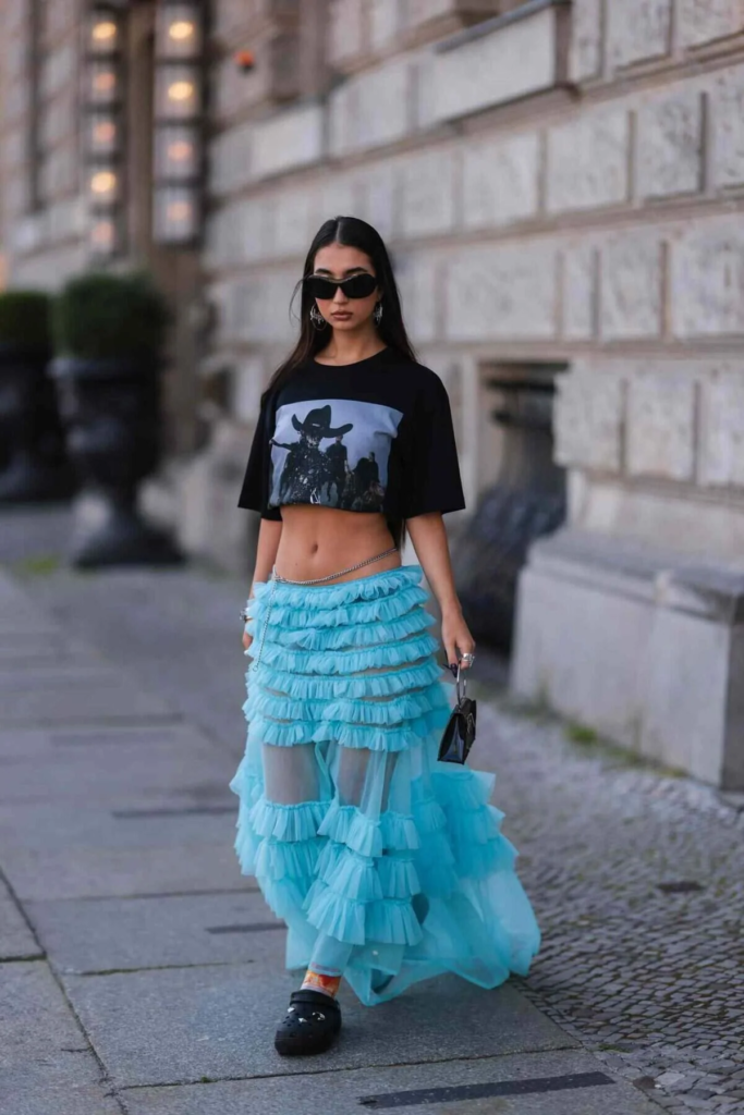 Edgy Crop Top And Tulle Skirt