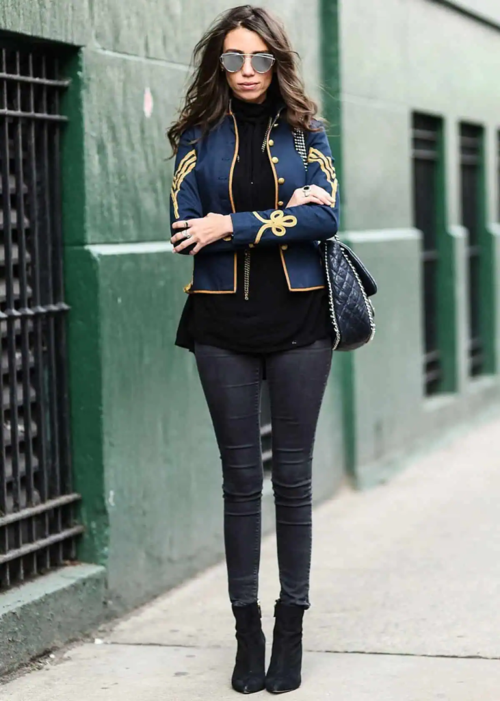 Military-Inspired Jacket Meets Rocker Chic