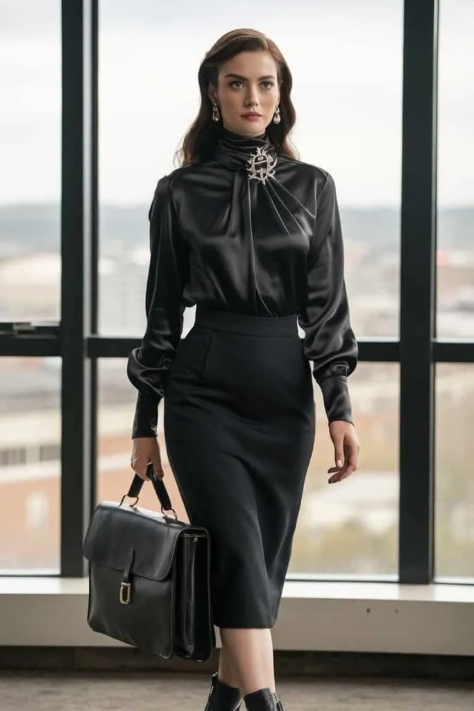 Sleek Satin With Edgy Accents