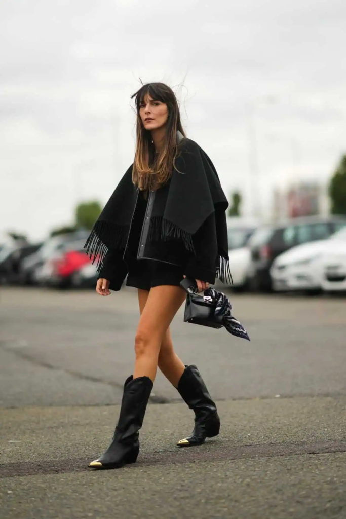 Fringed Cape And Cowboy Boots