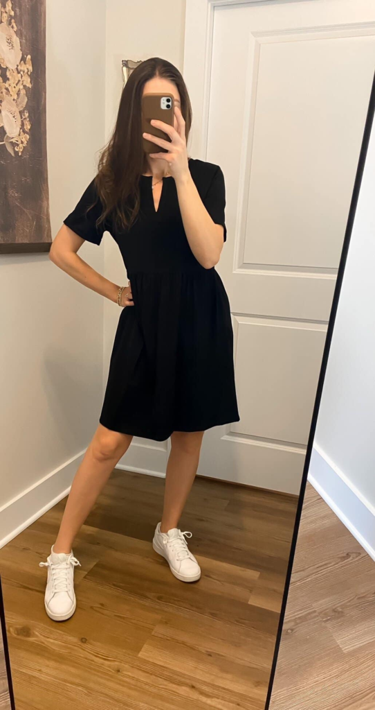 Classic Black Dress With Sneakers
