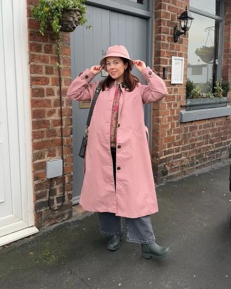 Soft Pink Raincoat With Coordinating Hat