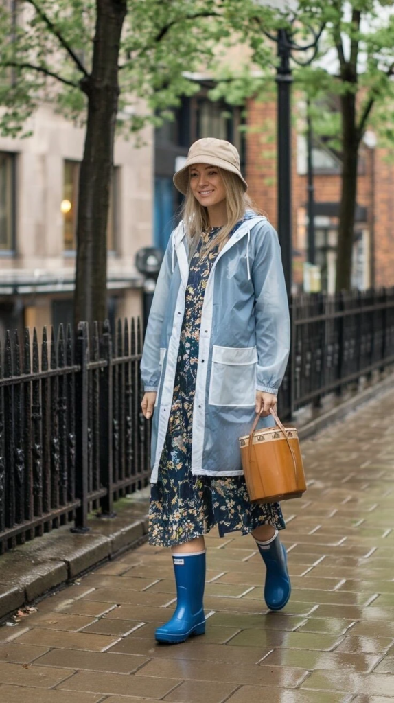 Raincoat And Wellingtons Urban Chic