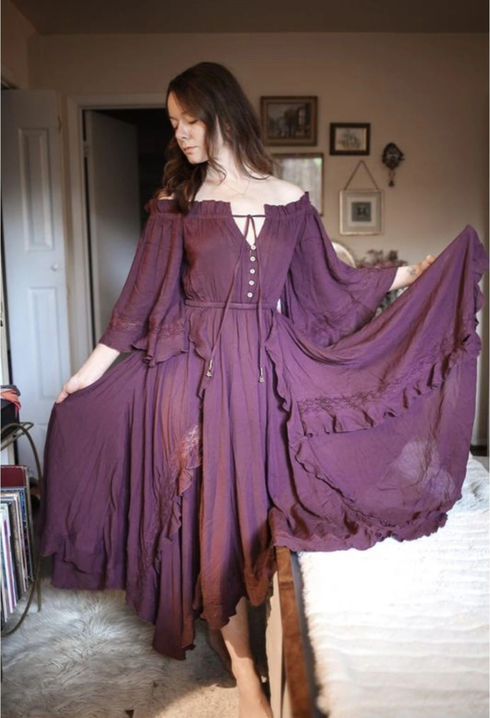 Flowy Off-Shoulder Purple Dress