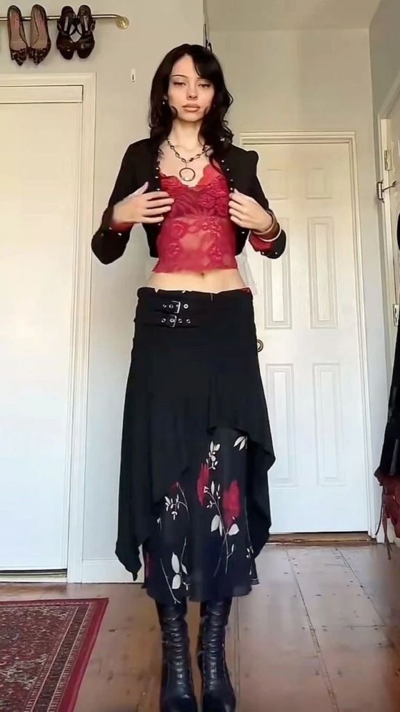 Lace Cami With Cardigan And Floral Skirt