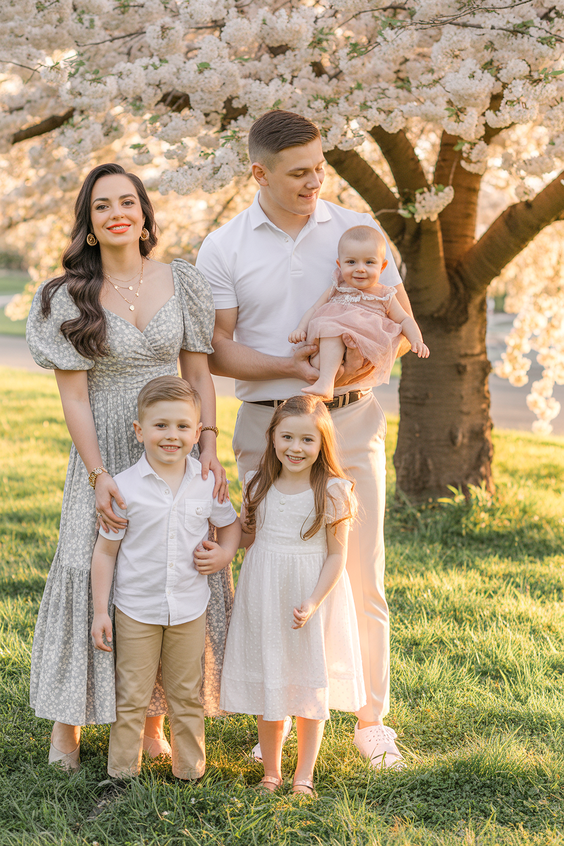 Cherry Blossom Softness With Coordinated Neutrals