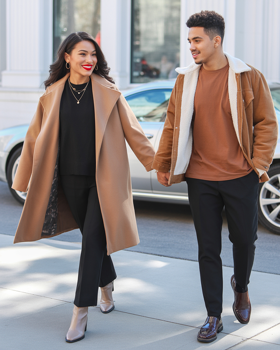 Black and Camel for Elevated City Family Looks