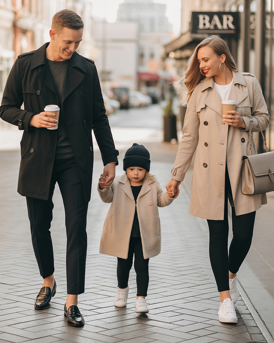 Classic Trench Coats for a Timeless Family Walk