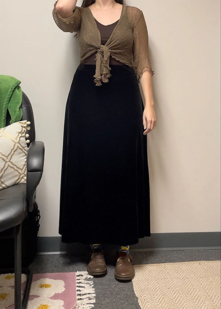 Maxi Skirt With Tied Cardigan Layer