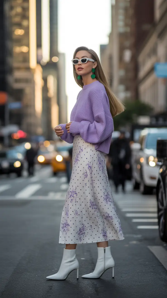 22. Lavender Layers With A Feminine Edge