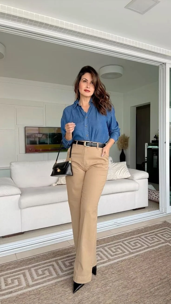 Denim Shirt With Tailored Trousers