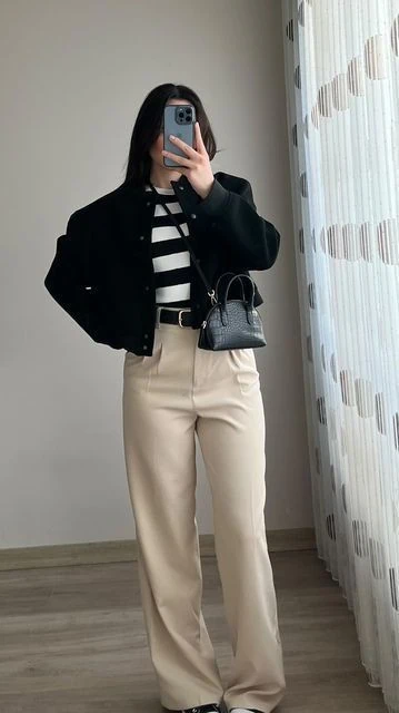 Tailored Blazer With Stripe Top Pairing