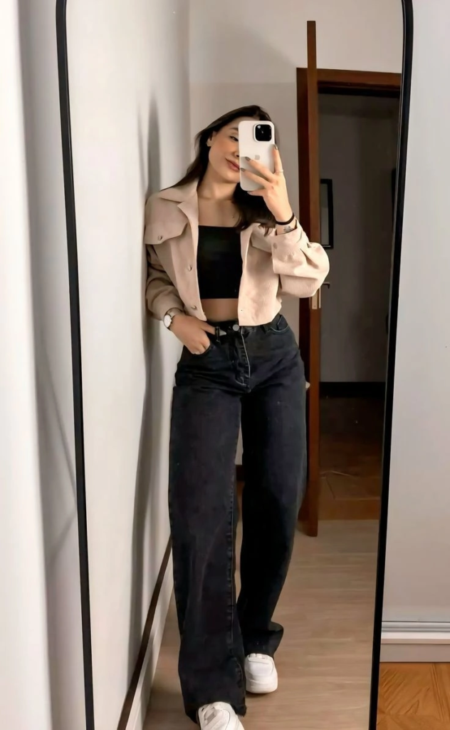 Cropped Blazer With High-Waisted Jeans
