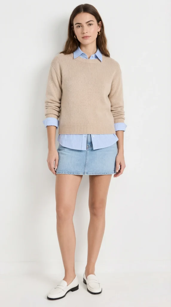 2. Preppy Sweater and Shirt Layering