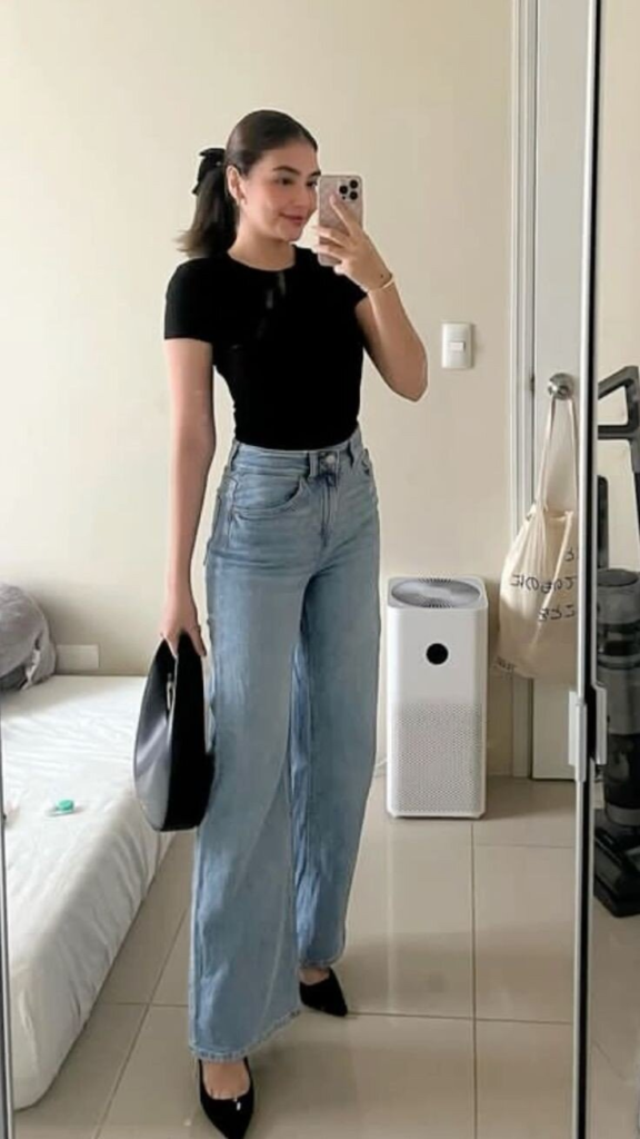 Lavender Top With White Denim