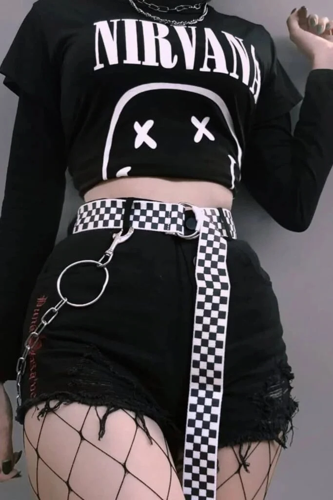 Nirvana Tee With Checkerboard Belt