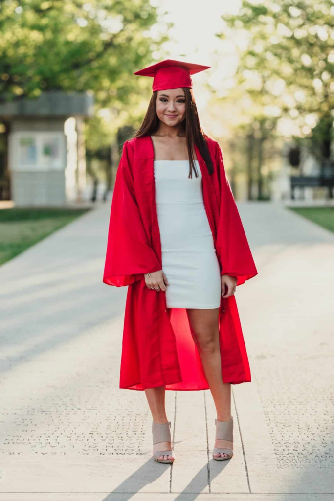Classic White Dress Under Red Gown