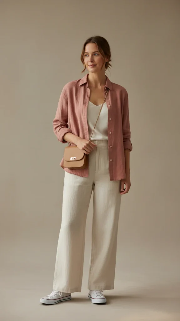 7. Dusty Rose Linen Button-Up