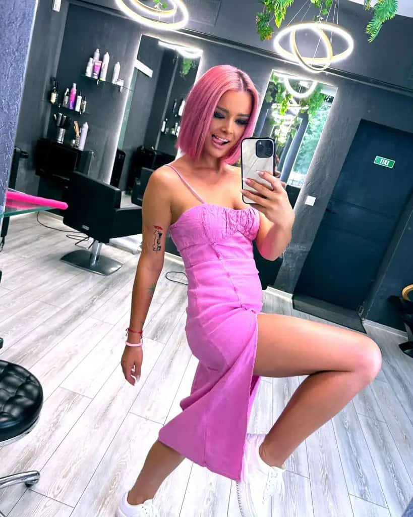 Bubblegum Pink Strapless Midi Dress