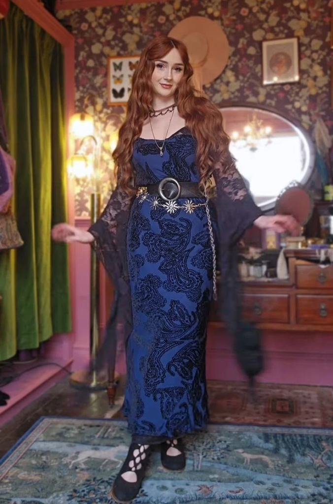 Celestial Dragon Print Goth Gown