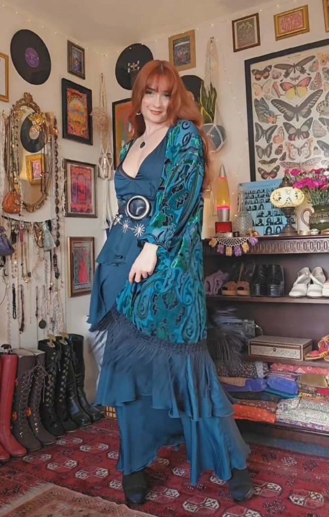 Witchy Blue Slip Dress Layering