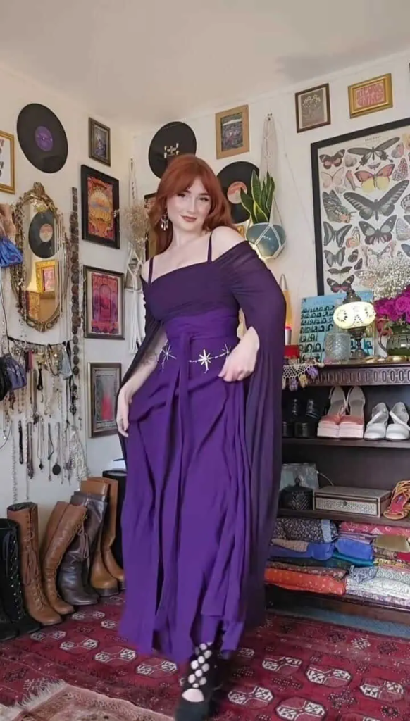 Purple Off-Shoulder Dress With Star Details