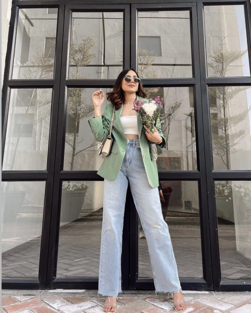 Mint Blazer With Crisp White Tank