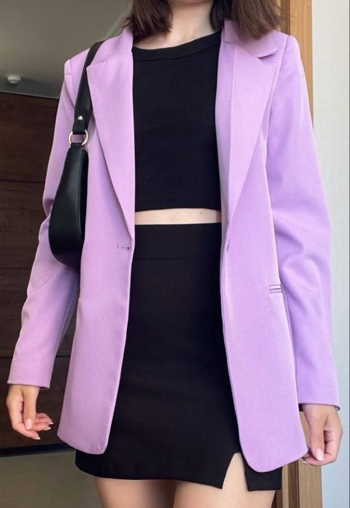Lavender Blazer With Black Monochrome Base