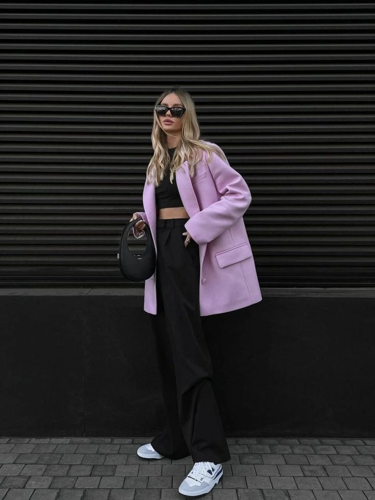 Lavender Blazer With Black Minimalist Base