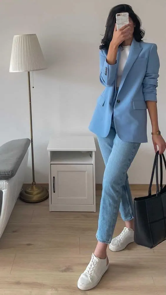 Oversized Blazer With Elevated Denim