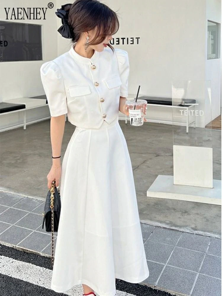 Crisp White Shirt Dress With Gold Accents