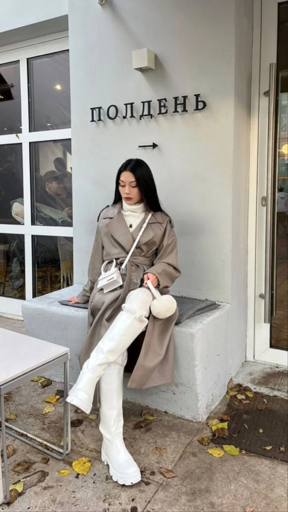 Neutral Trench With White Boots