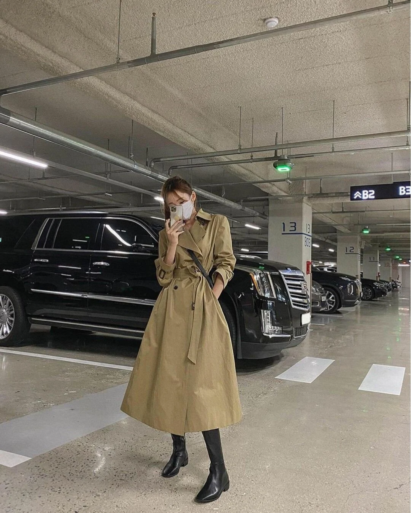 Classic Trench Coat With Black Boots