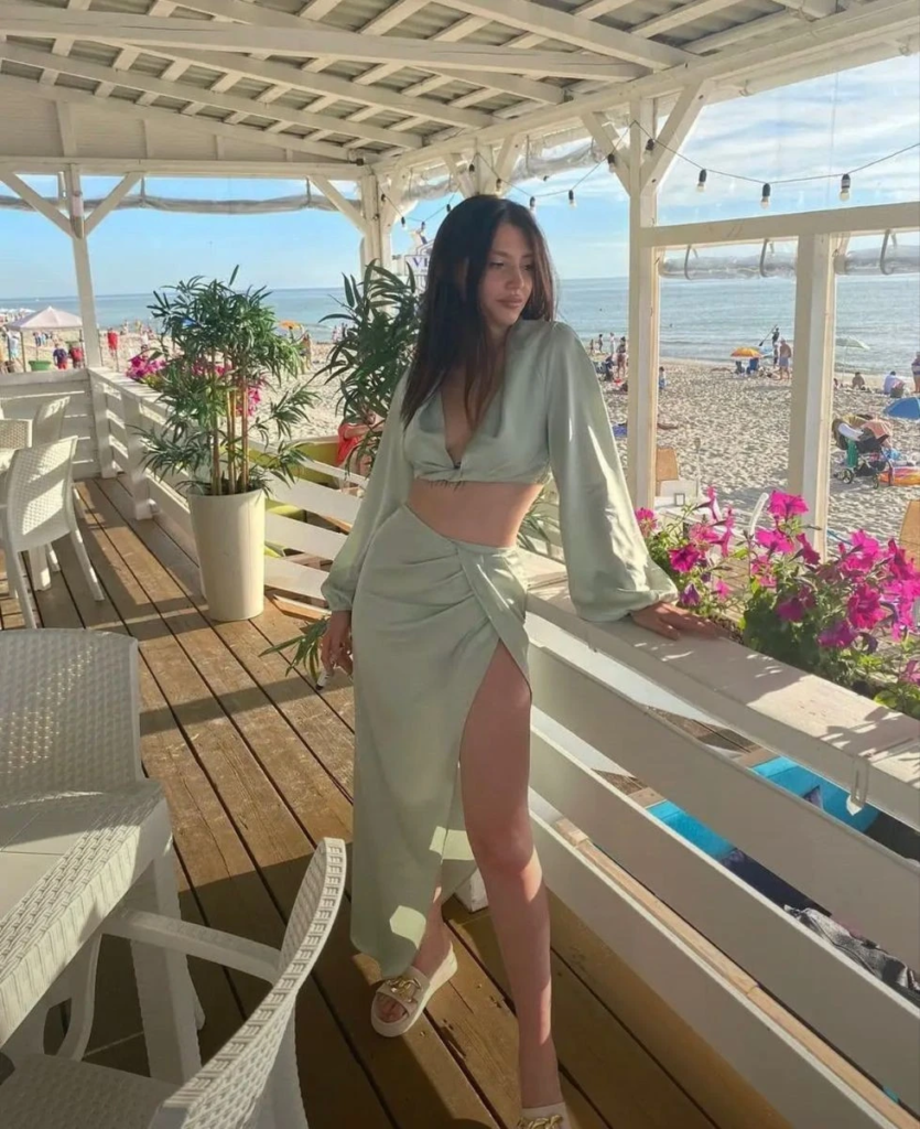 Sage Green Wrap Crop Top Set